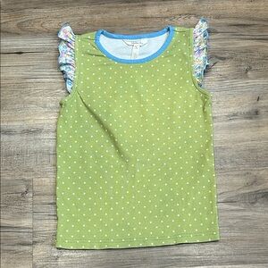Matilda Jane Green Polka Dot Tank Top with Colorful Ruffles